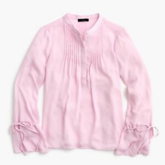 J. Crew Lilac Tie-Sleeve Top with Pintucks - Picture 3 of 6